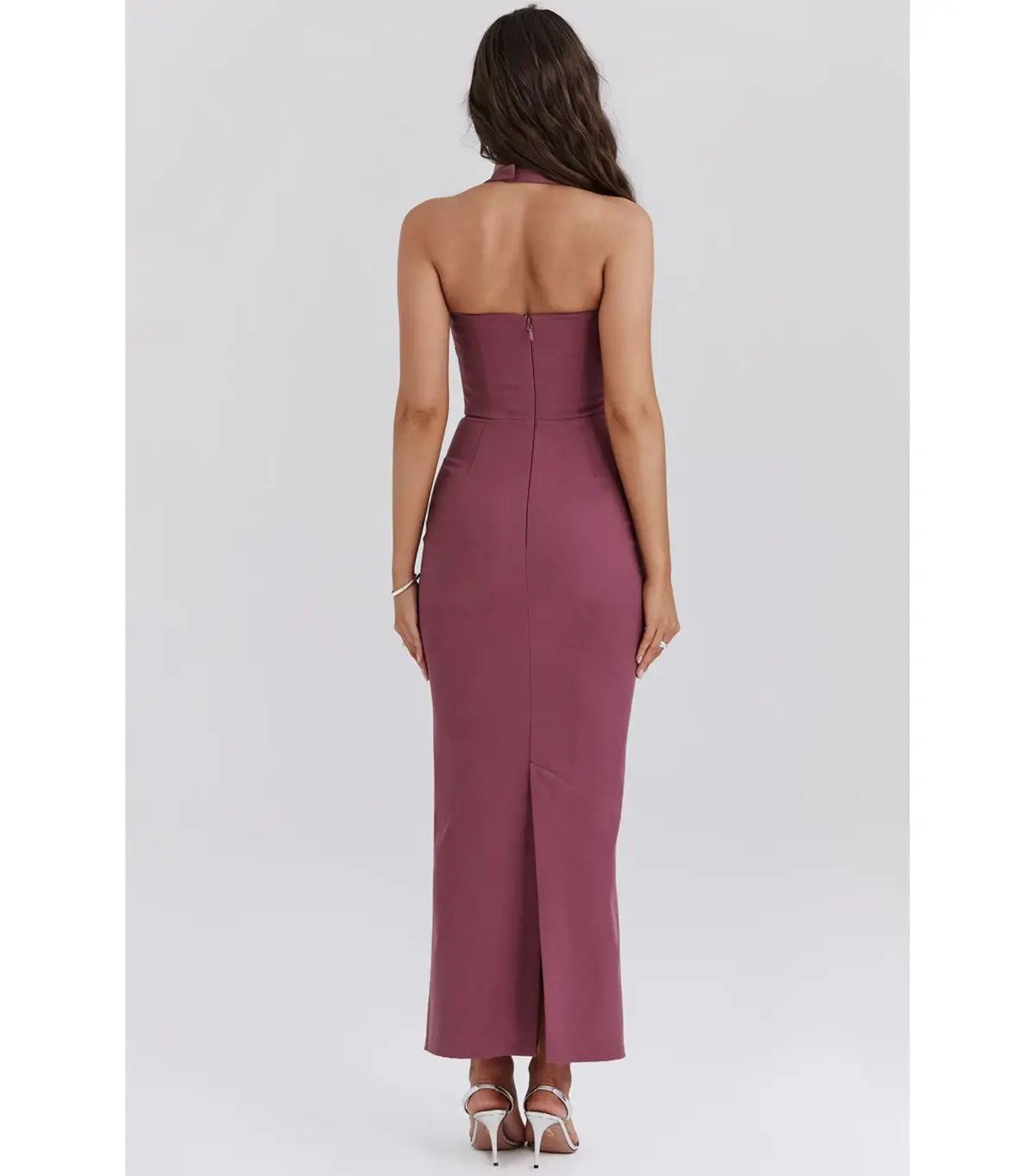 House Of CB Mia Twill Halter Dress Mulberry Size AU 6 photo 4