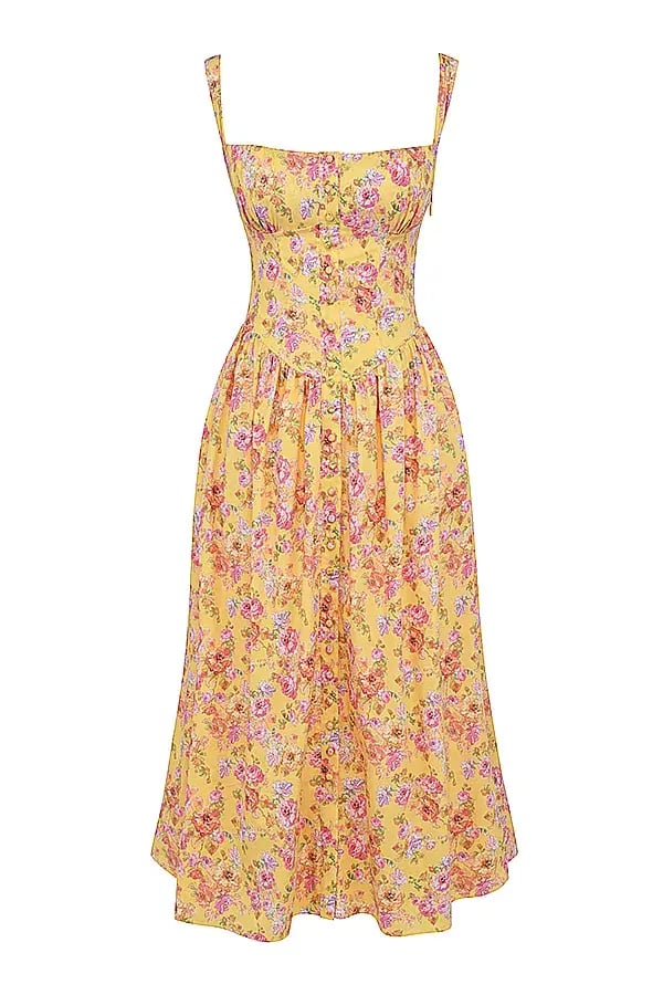 House of CB Tatiana Midi Dress Butter Floral Size S / AU 8 photo 4