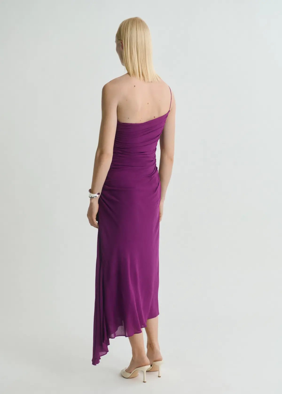 M.N.G Amina Asymmetrical Midi Dress Deep Purple Size M photo 2