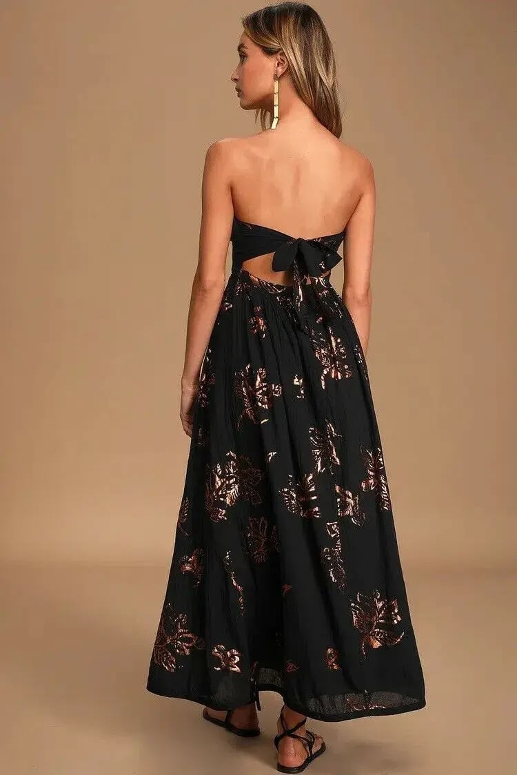 Free People Baja Babe Midi Dress Black Size 10 photo 2