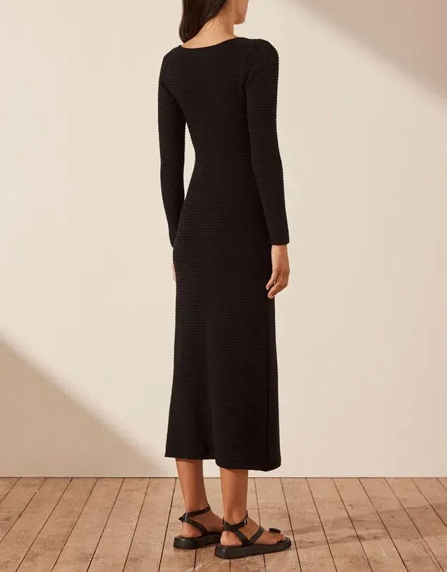 Shona Joy Eve Long Sleeve Keyhole Midi Dress Black Size XS (AU 6) photo 3