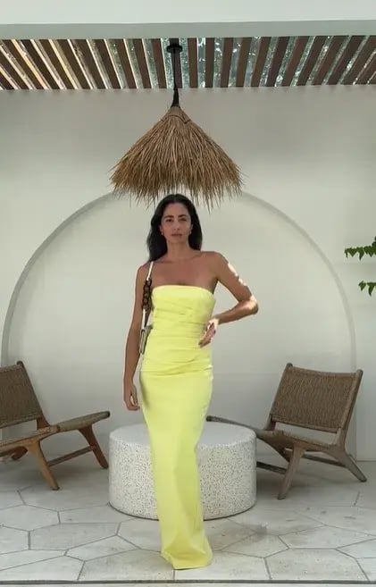 Shona Joy Lani Strapless Draped Maxi Dress Yellow Size 10 photo 2