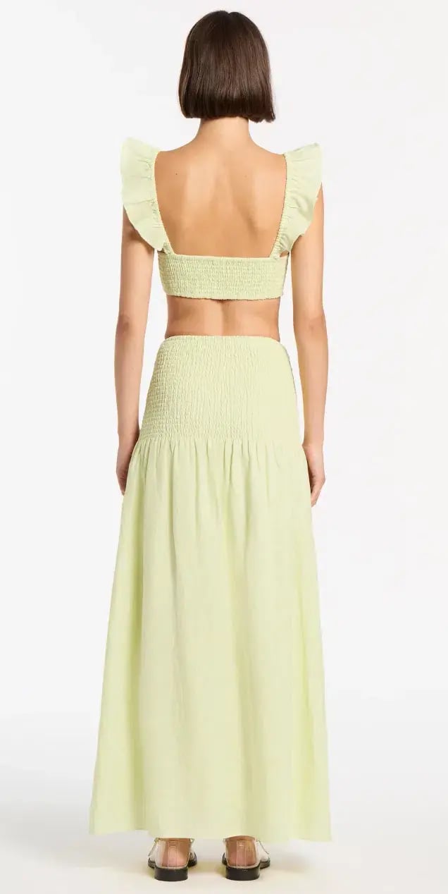 Sir The Label Francesca Shirred Crop Top Size 0 and Maxi Skirt Size 1 Set Yellow photo 3
