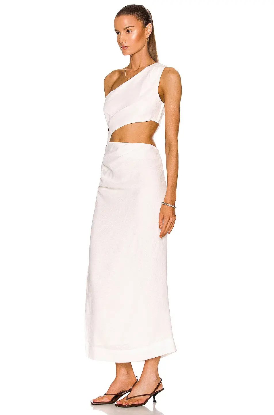 Sir The Label Clemence One Shoulder Midi Dress in Ivory Size 0 photo 3