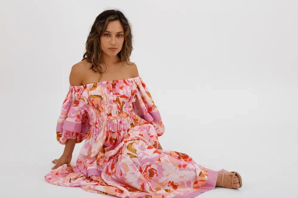 Acler Wayland Short Sleeve Printed Midi Dress Pink Floral Size 8 photo 12