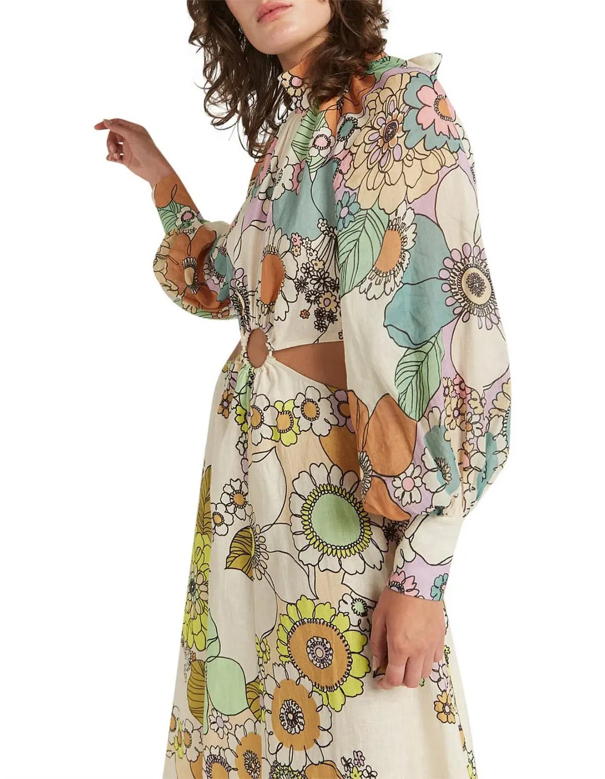 Alemais Farrah Cut Out Midi Dress Print Size 10 photo 3