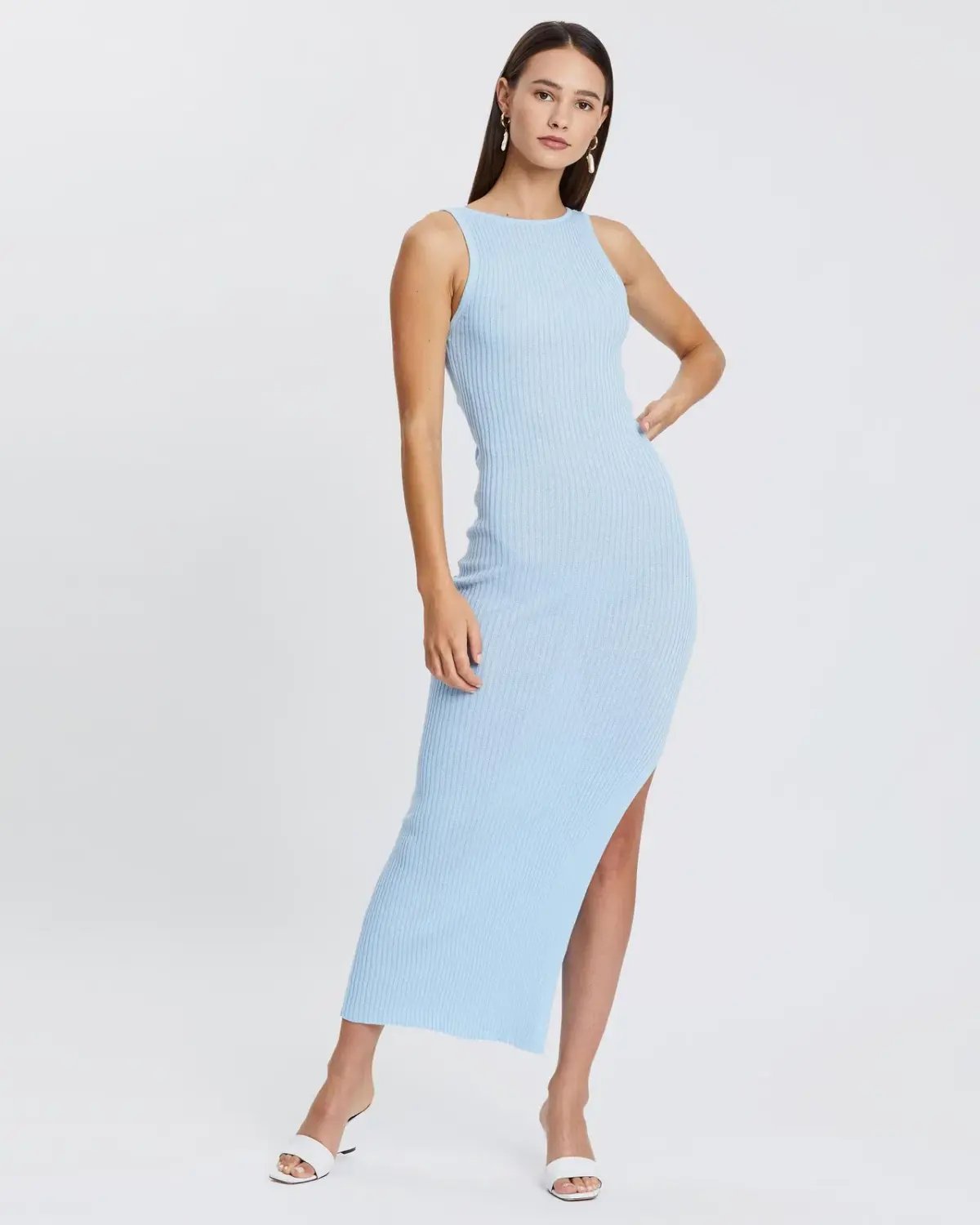 Bec and Bridge Riviera Knit Midi Dress Blue Size 8 photo 2