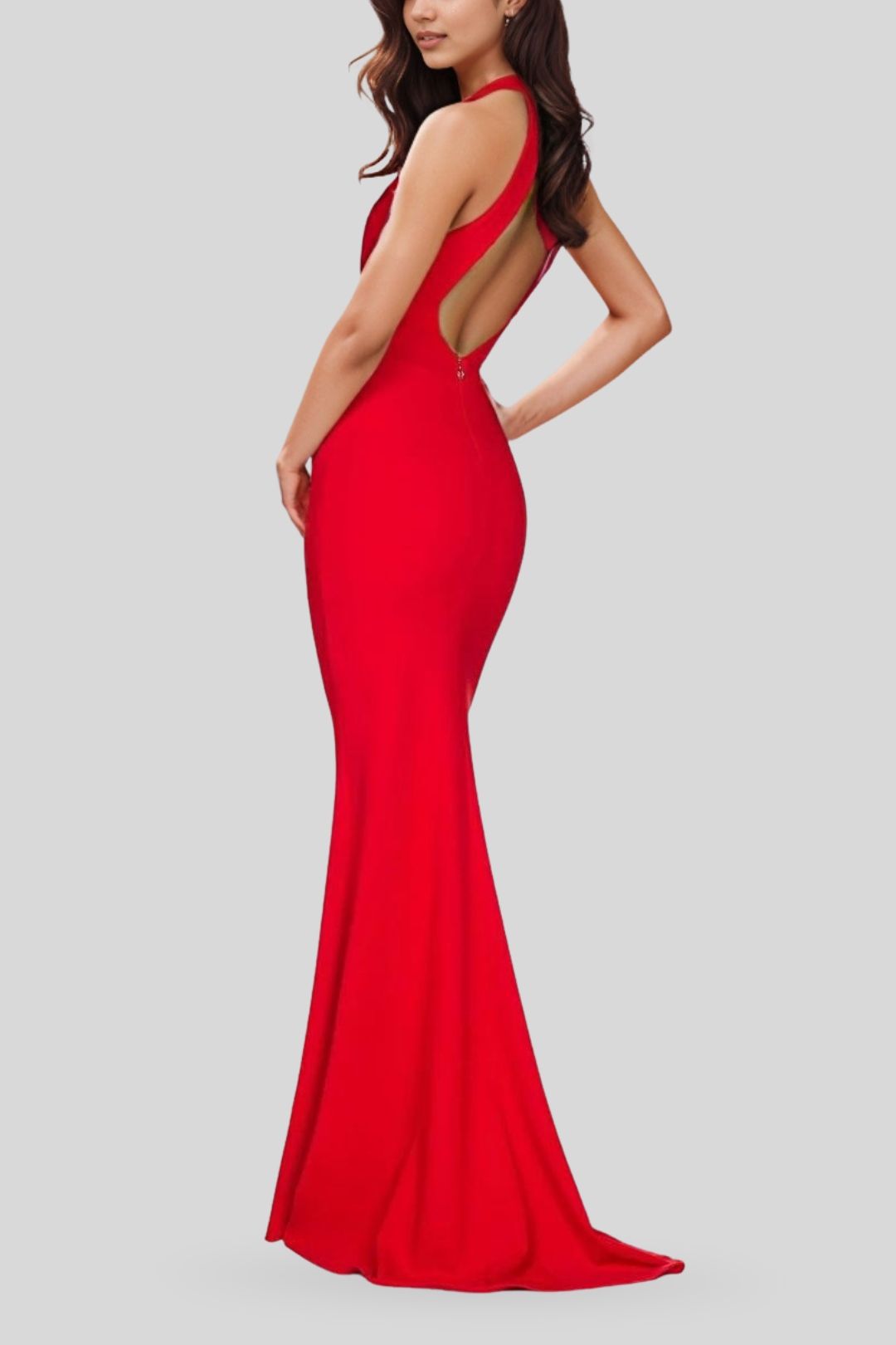 Jasmine Halter Gown in Red photo 2