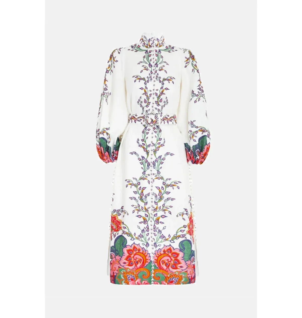 Zimmerman The Lovestruck Buttoned Midi Dress in Natural Paisley Floral Size 0 / AU 8 photo 3