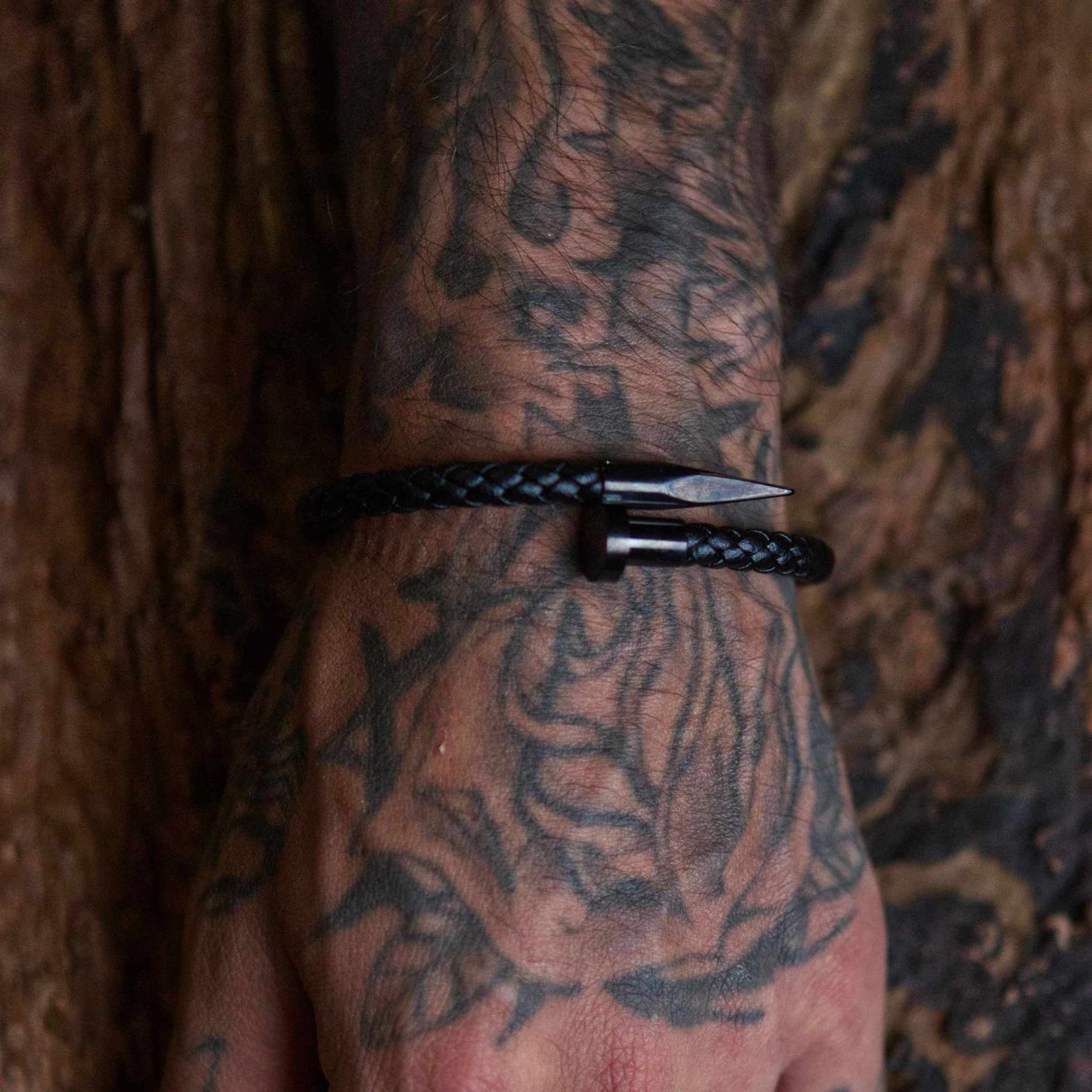 Crucify Leather Bracelet - Black photo 2