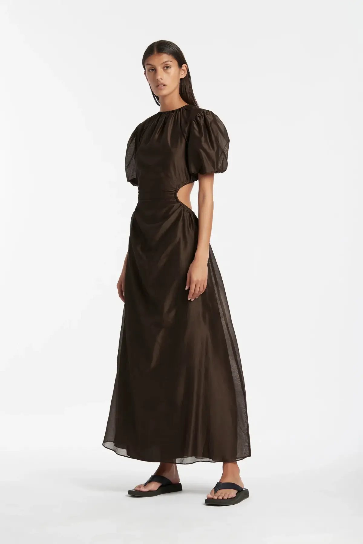 Sir The Label Anje Puff Sleeve Gown In Chocolate Size AU 10 photo 4