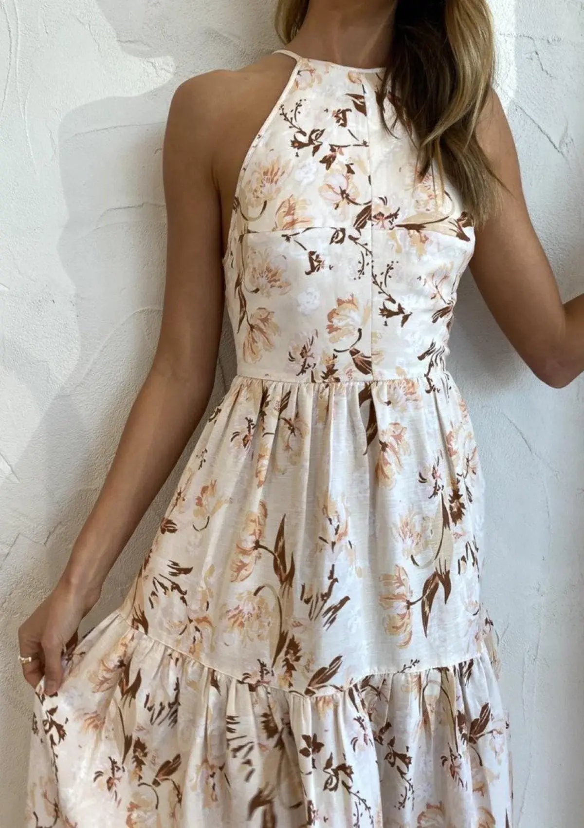 Shona Joy Roxane Open Back Tiered Midi Dress Print Size 14 photo 4