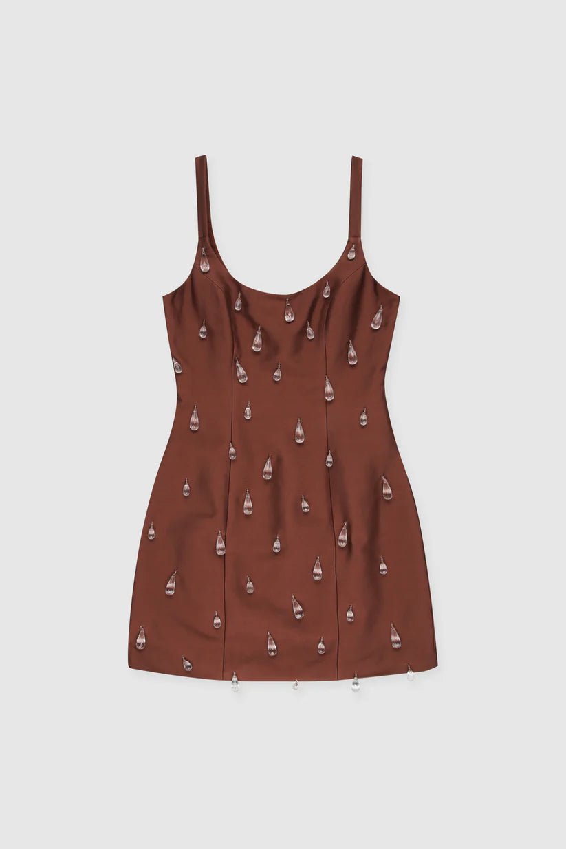 THE WOLF GANG LUVIA BEADED MINI DRESS - CHOCOLATE photo 7