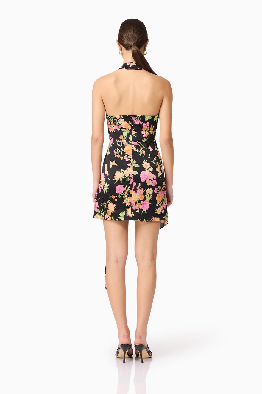 Elliatt Tessa Halter Mini Dress - Black Multi photo 3