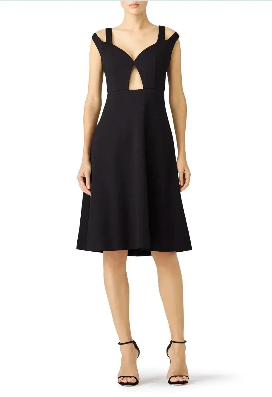 Carven Keyhole Cutout Shoulder Strap Detail Cocktail Dress Black Size AU 10 photo 2