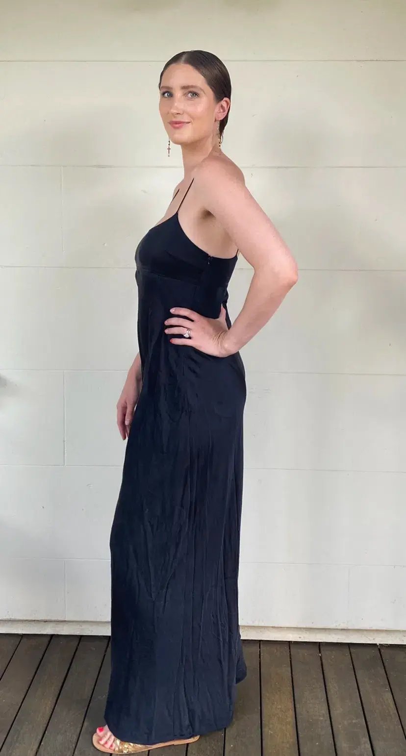 Zimmermann Wide Leg Silk Jumpsuit Black Size 2 / Au 12 photo 2