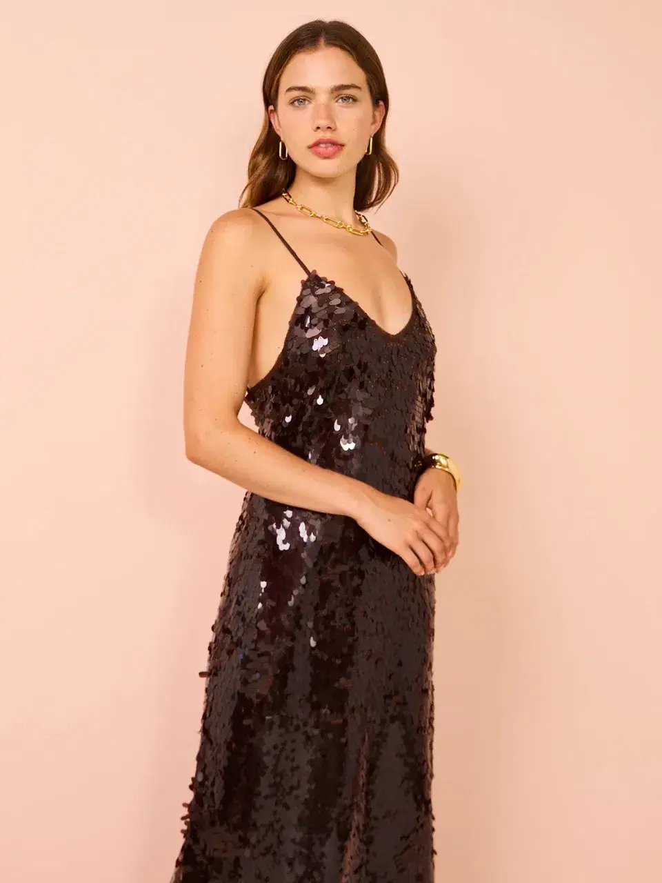 Alemais Geanie Sequin Gown Chocolate Brown Size 8 AU photo 2