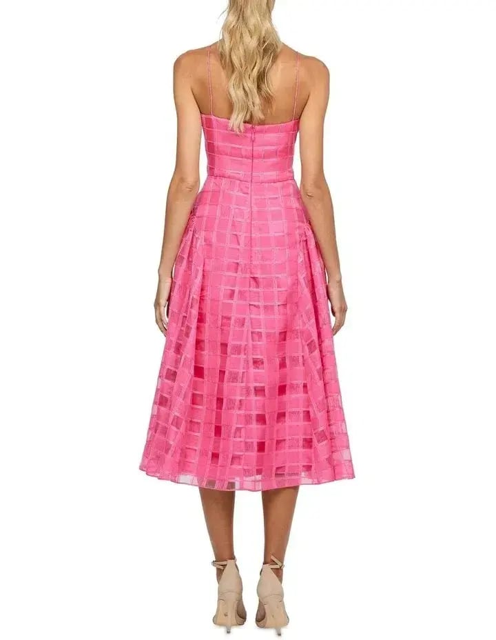 Bariano Kora V Neck Aline Midi Dress in Barbie Pink Size 10 photo 3