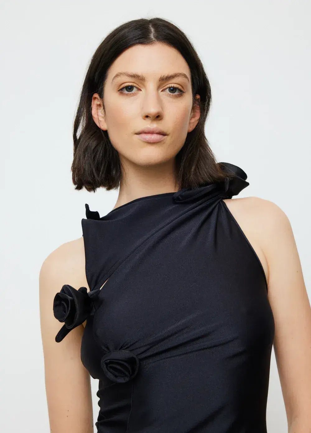 Coperni Asymmetric Flower Gown Floor Length Black Size L/Au 10 photo 4