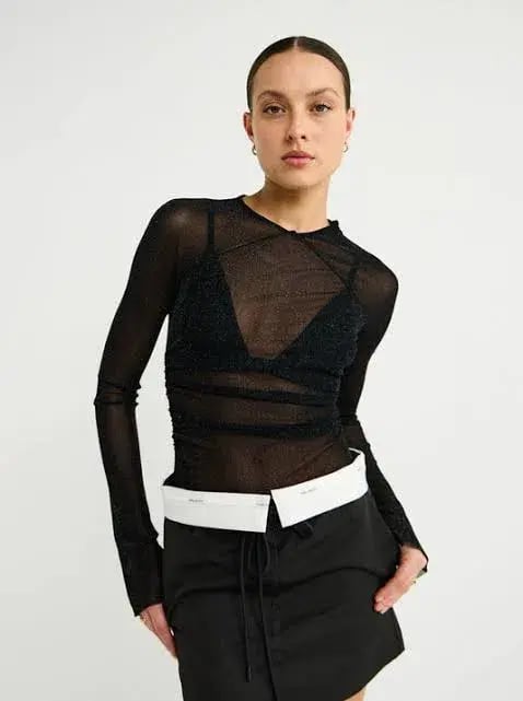 Camilla and Marc Marcello Sheer Top Black Size 10 AU photo 3
