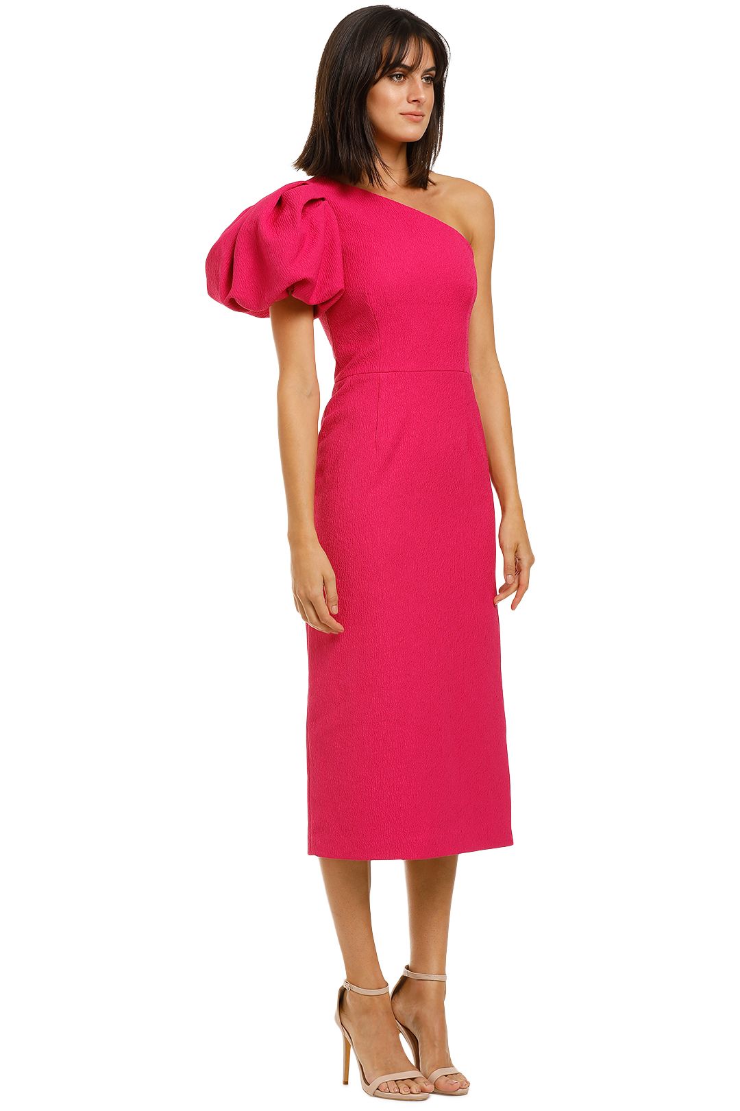 Natalia One Sleeve Midi Dress - Magenta photo 2
