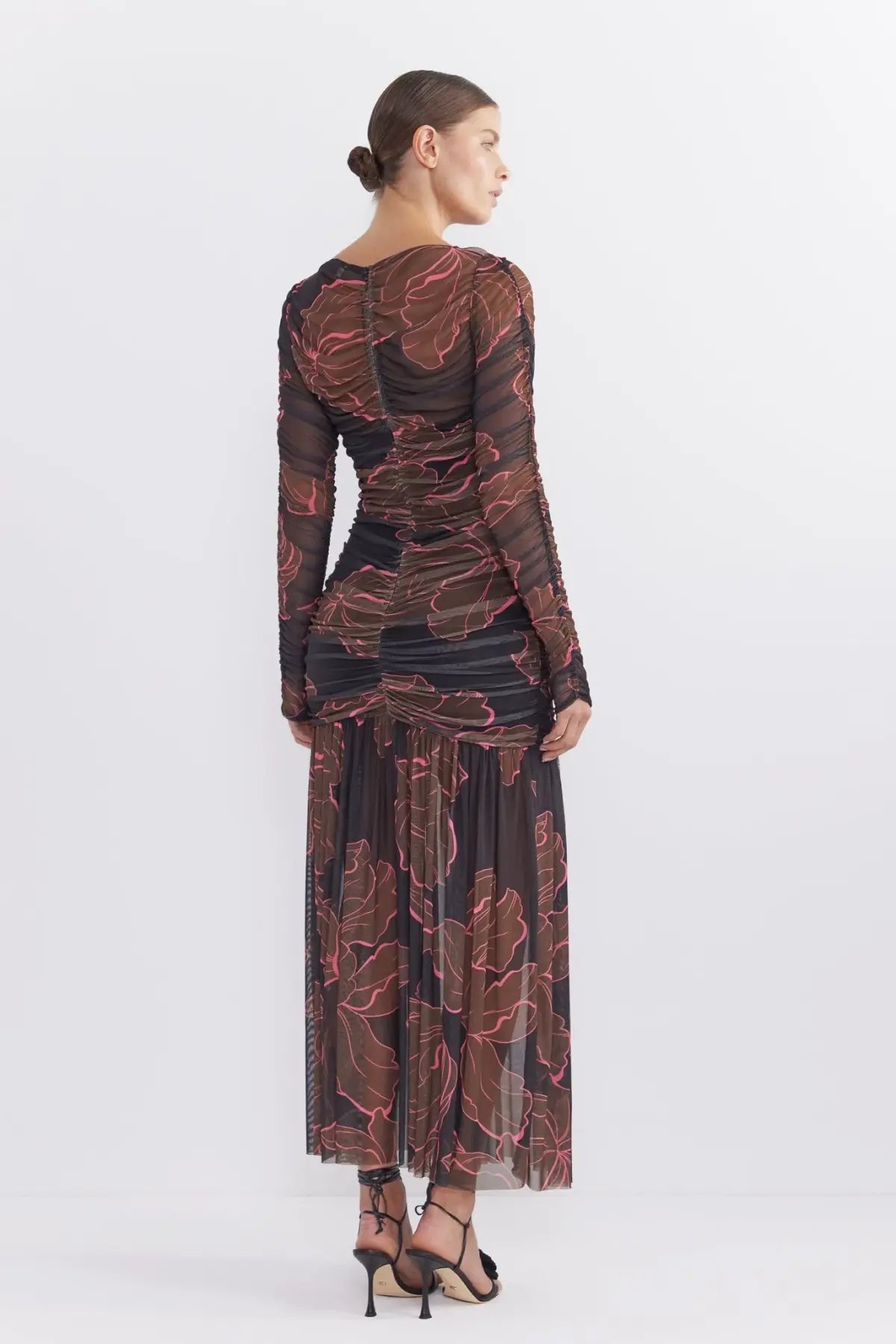 Pasduchas Rosetta Hourglass Midi Dress Dark Floral Szie 6 photo 3