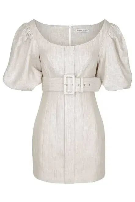 Shona Joy Hamilton Off The Shoulder Fitted Mini Dress Natural Stone Size 10 photo 4