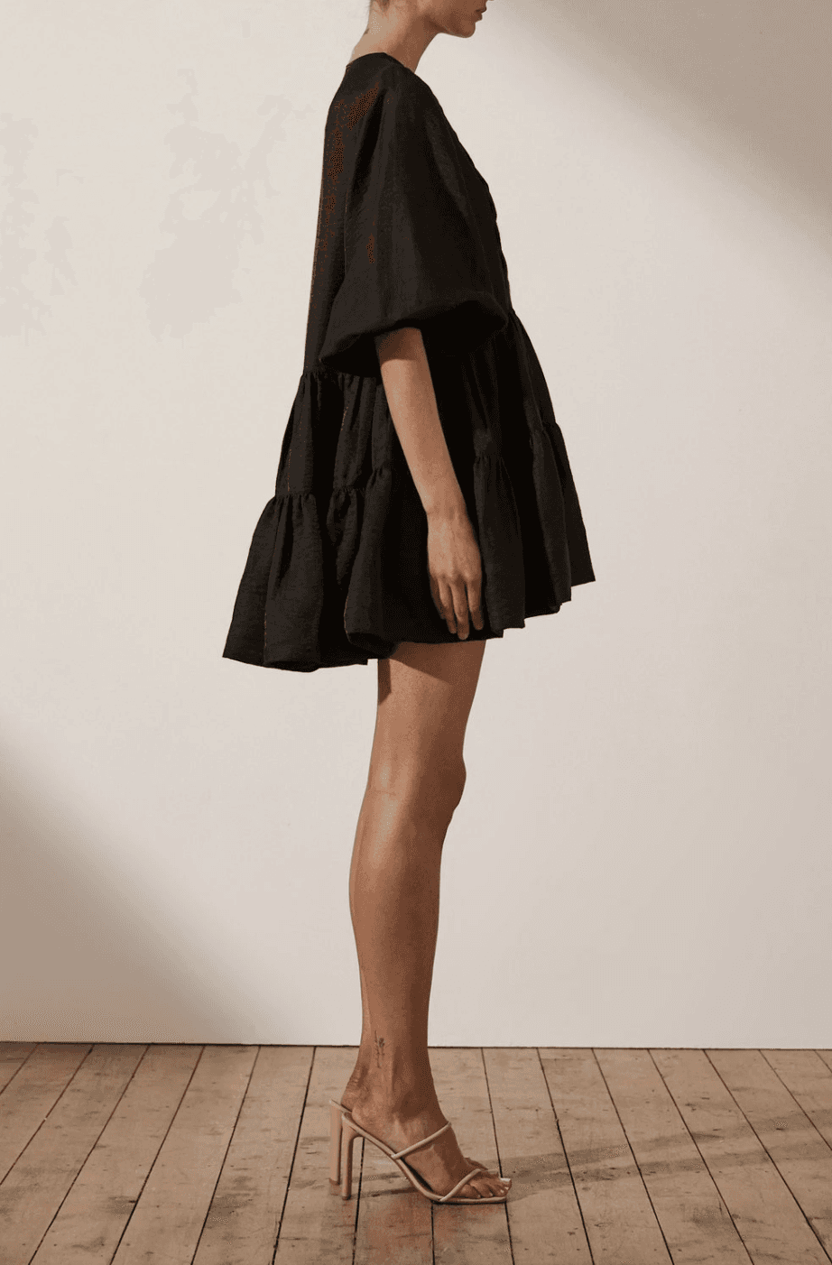 SHONA JOY Margaux Tuxedo Shirt Black Dress photo 2