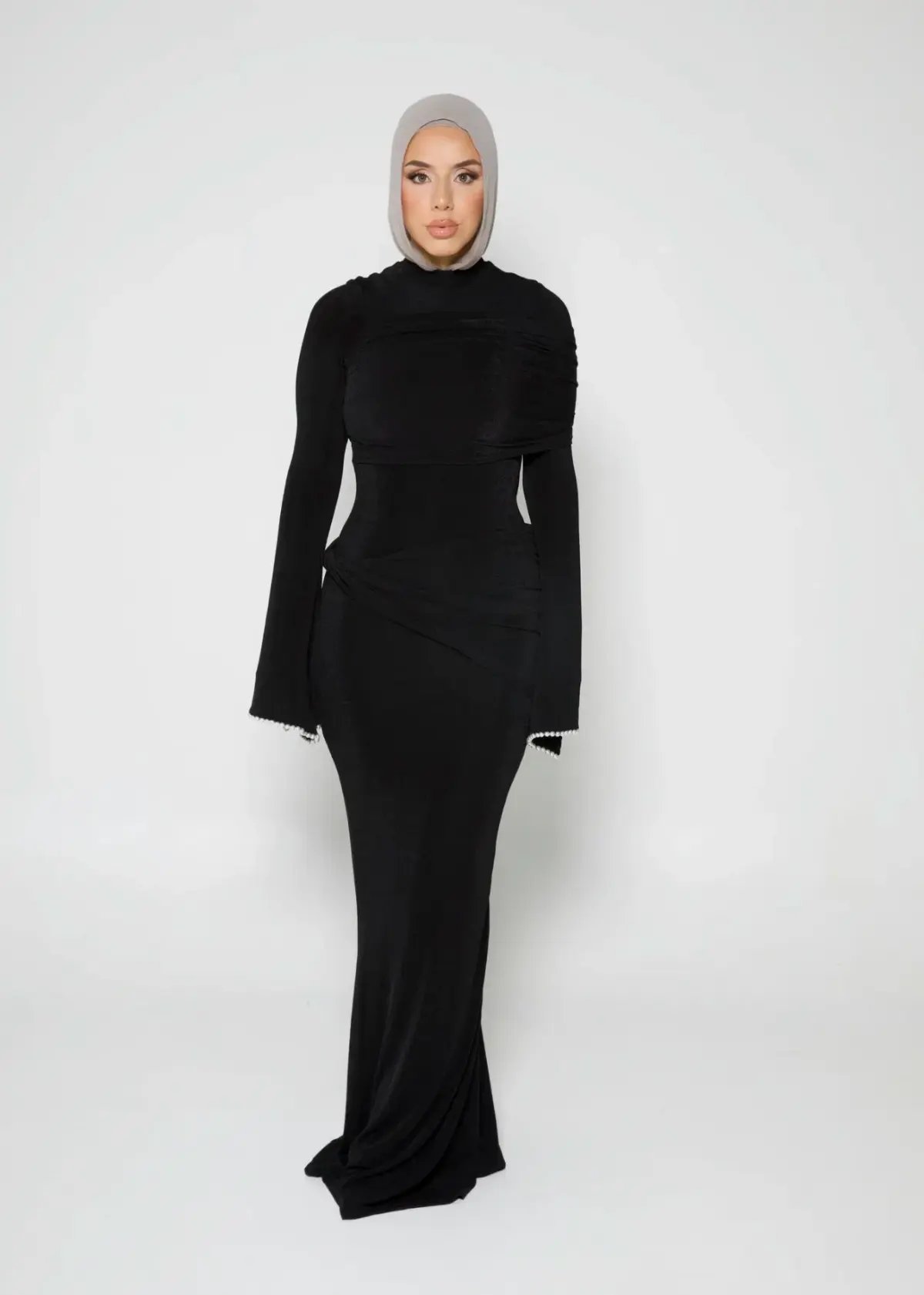Alaía Muse Luna Pearl Sleeve Maxi Dress Black Size S / AU 8 photo 5