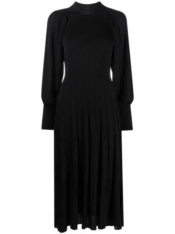 Zimmermann Long Sleeve Pleated Midi Dress Black Size 0 / Au 8 photo 3