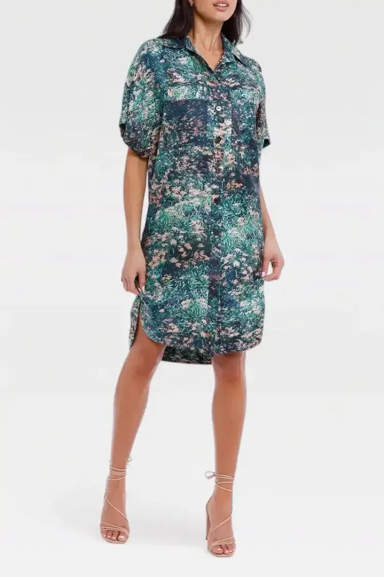 Ginger & Smart Night Grass Mini Shirt Dress Multi Size 14 photo 2