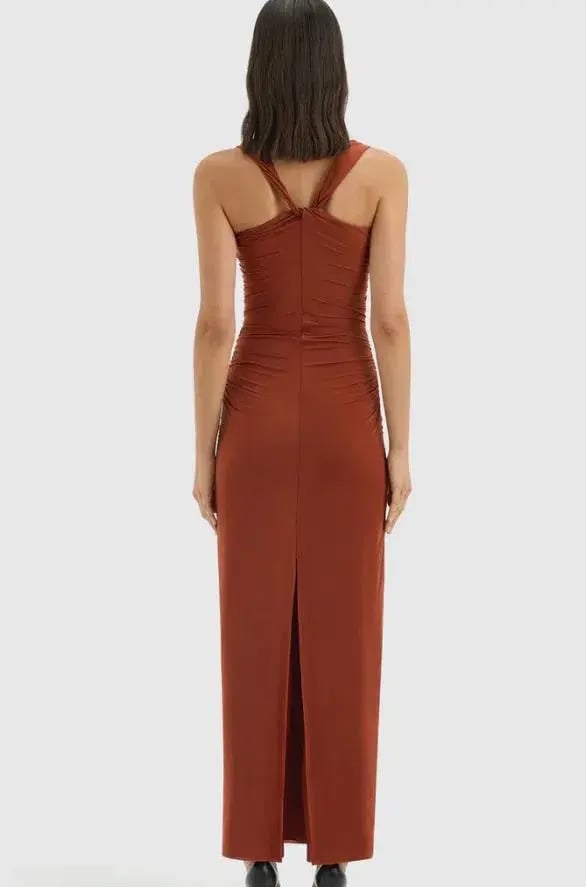 Sir the Label Rosseli The Rosseli Gathered Midi Dress in Rust Size 2/10 photo 3