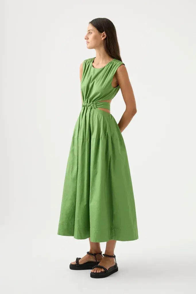 Aje Zorina Tie Cutout Midi Dress Sleeveless Fern Green Size AU 12 photo 3