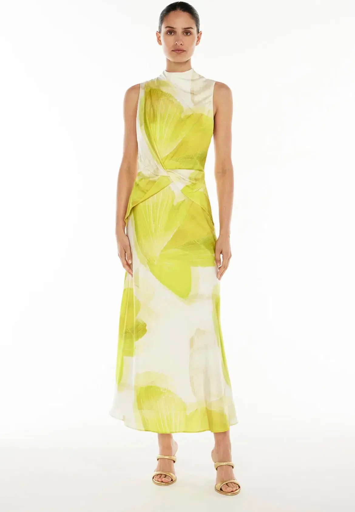 Manning Cartell Levitating Butterflies Drape Midi Dress Yellow/White Print Size 12 photo 6