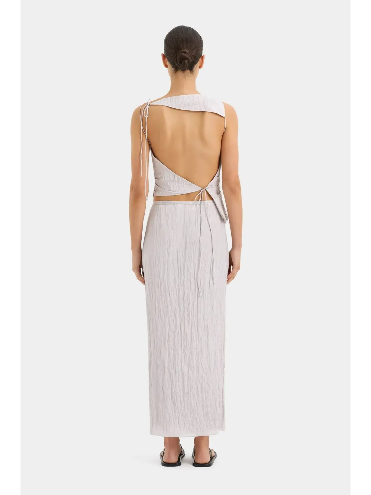 Sir The Label Ligera Open Back Top and Wrap Midi Skirt Set Silver Size AU 8 photo 3