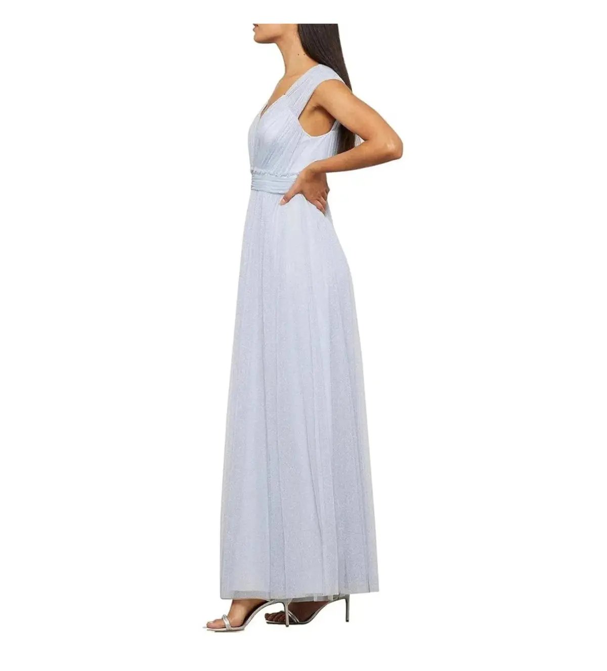 BCBGMAXAZRIA Women's V-Neck Evening Gown Blue Size AU 10 photo 3