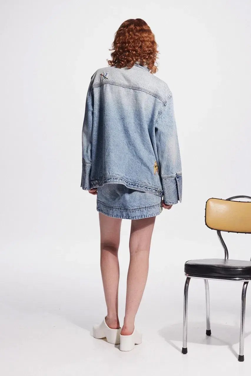 Alemais Jackpot Denim Jacket Size AU 8 and Mini Skirt Size AU 10 Blue photo 7