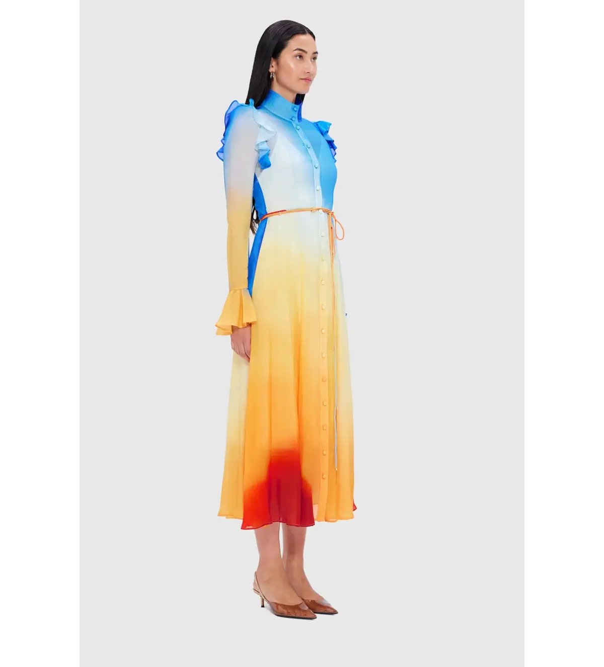 Leo Lin Multicolour Katrina Butterfly Sleeve Midi Dress – Enigma Size AU 10 photo 2