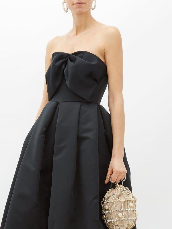 Rochas Bow Bodice Puffed Satin Gown Black Size 6 photo 2
