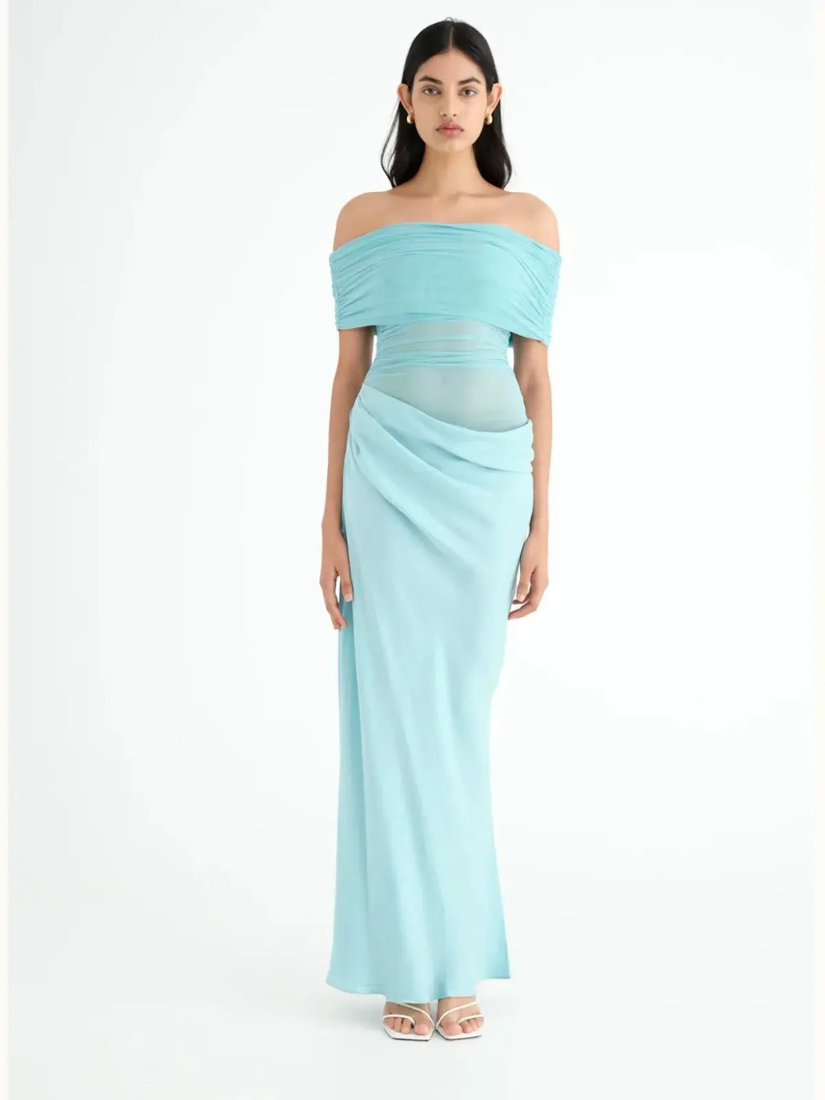 Benni  Nico off Shoulder Maxi Dress in Aquamarine Size 10 photo 2