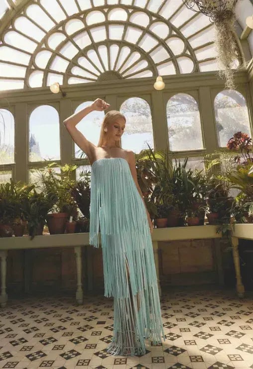 Elliatt Alya Tiered Maxi Dress in Blue Size 6 photo 4