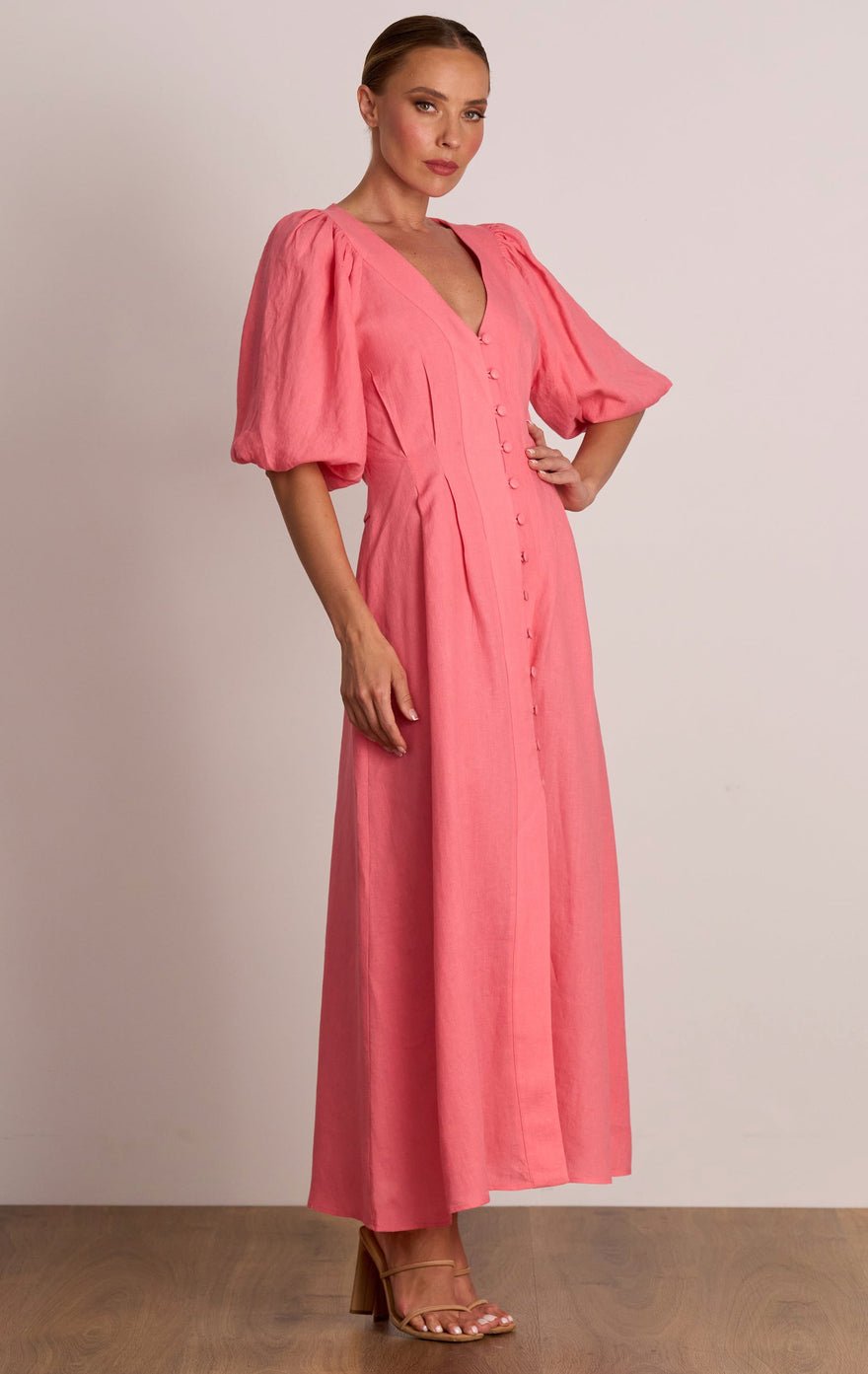 Pasduchas Meadows Button Midi Dress - Punch Pink photo 4