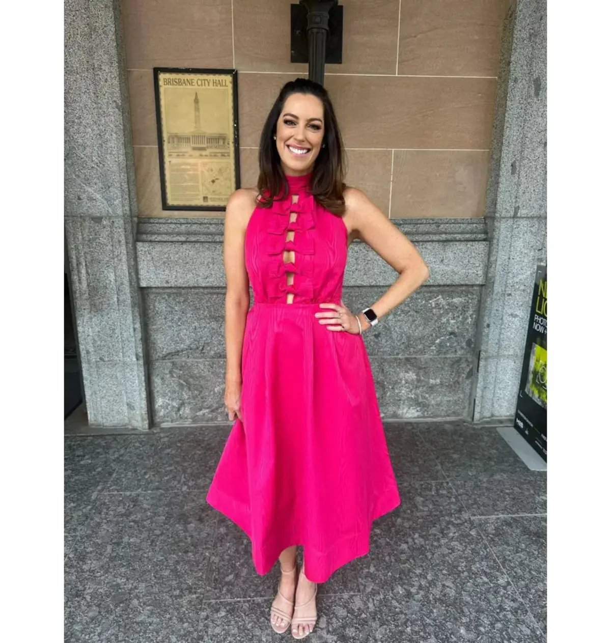 Rebecca Vallance Tahlia Halter Midi Dress Pink Size AU 10 photo 4
