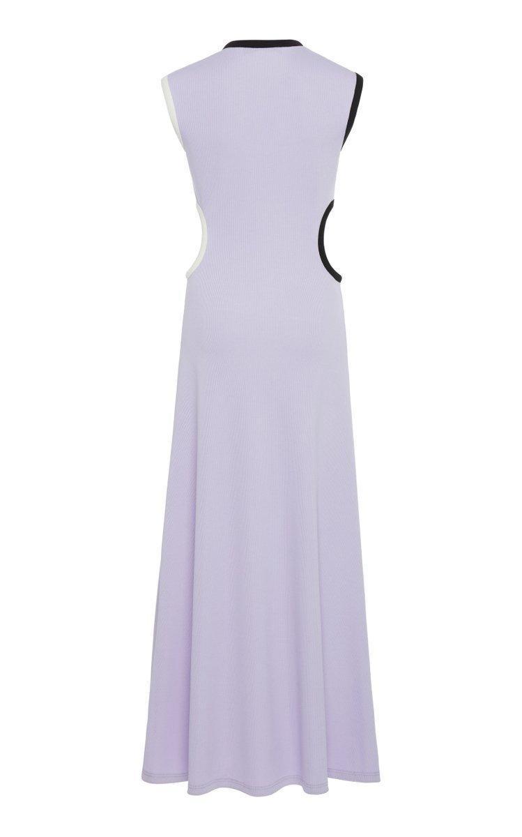Christopher Esber Fran Cutout Ribbed Knit Dress Purple Size 6 photo 4