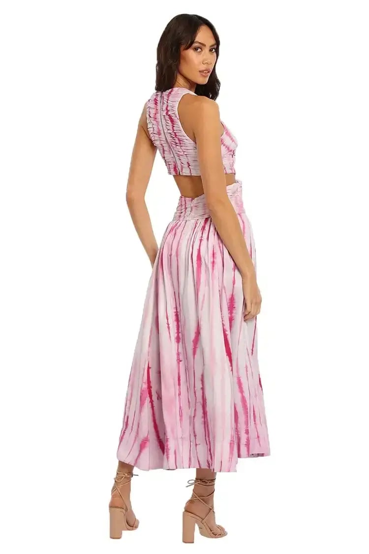 AJE Introspect Ripple Midi Dress in Pink Size 10 photo 3
