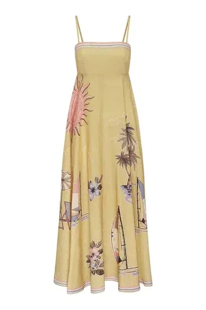 Alemais Sunset Shades Sundress In Sand Yellow Size 6 photo 3