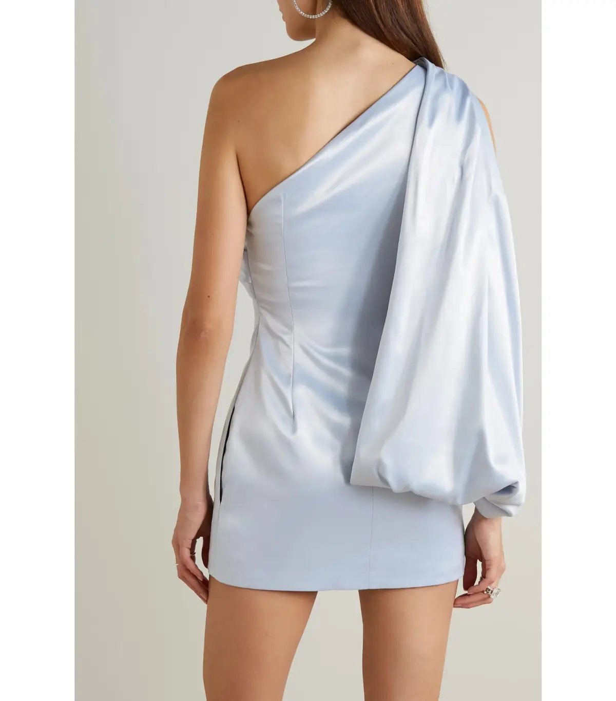 16arlington Blake One-shoulder Draped Satin Dress Ice Blue Size S / AU 8 photo 2