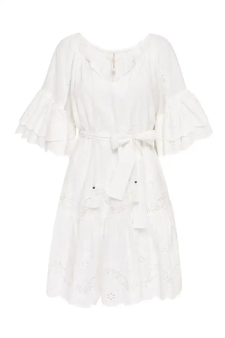 Spell Capulet Broderie Anglaise Frill Smock Mini Dress White Size L / AU 12 photo 5