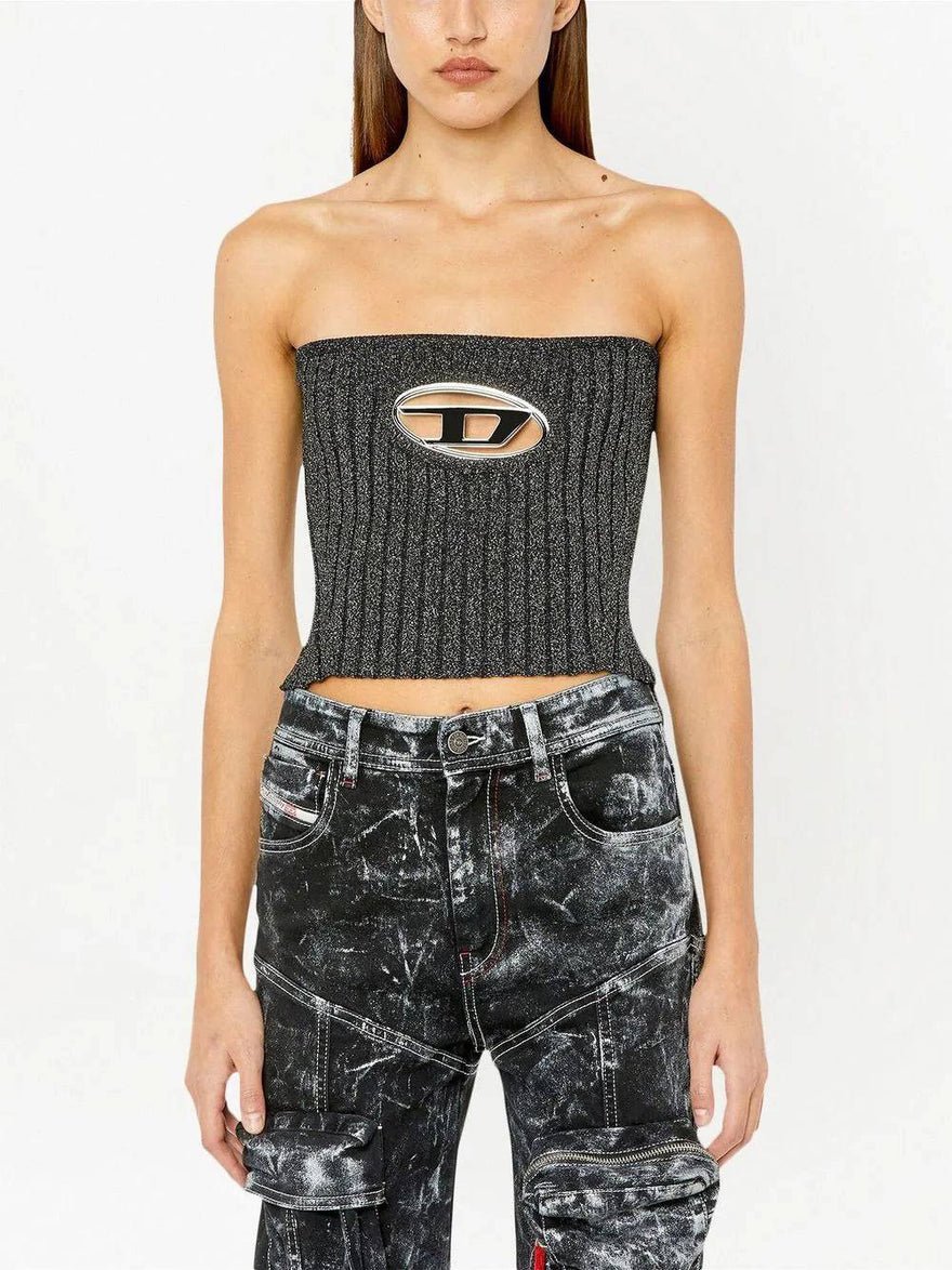 Diesel Logo-plaque Ribbed-knit Top photo 4