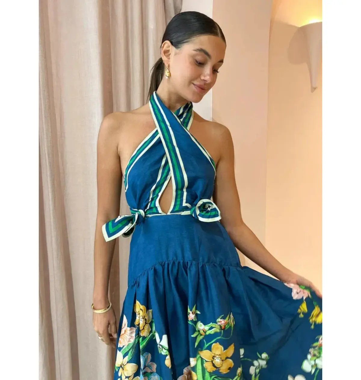 Alemais Lyla Halter Midi Dress Royal Blue Size AU 10 photo 4